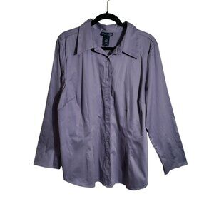 Venezia Woman's Purple Long Sleeve Button Front Blouse Plus Size 18/20